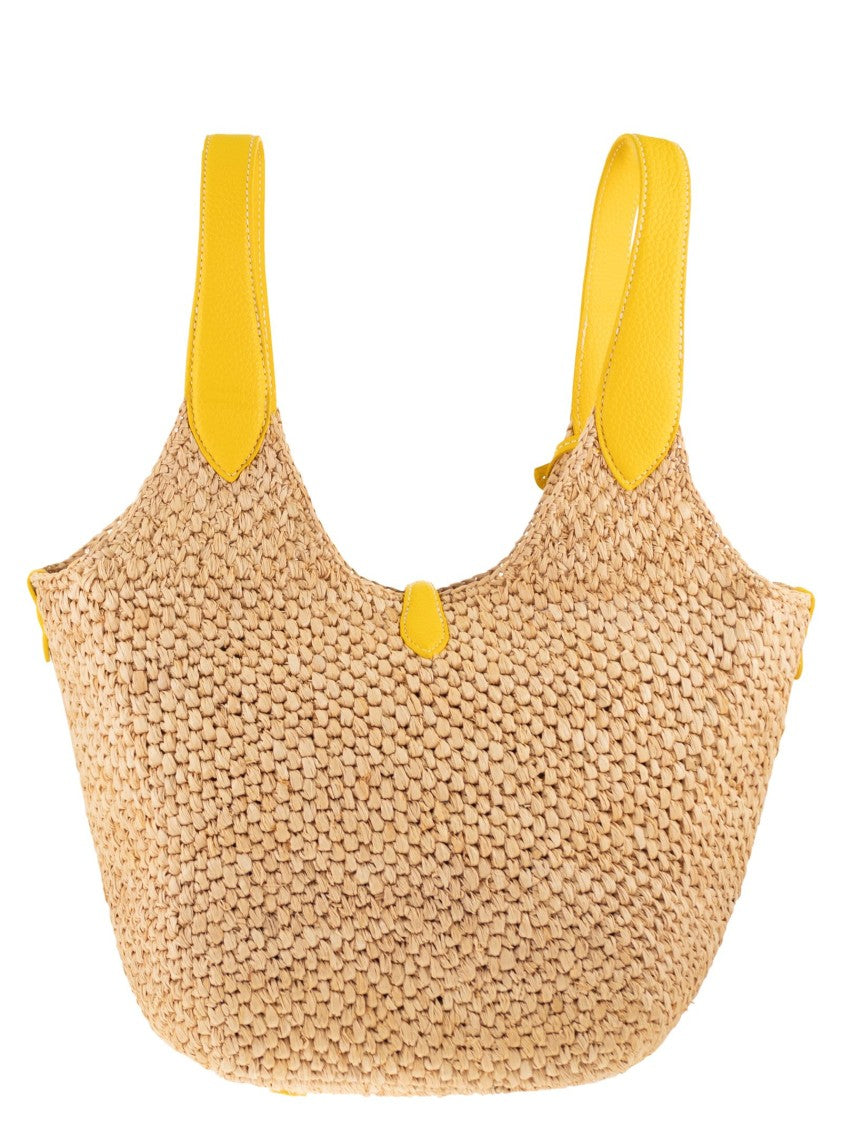 Polo Ralph Lauren Tote Polo Play In Raffia And Leather
