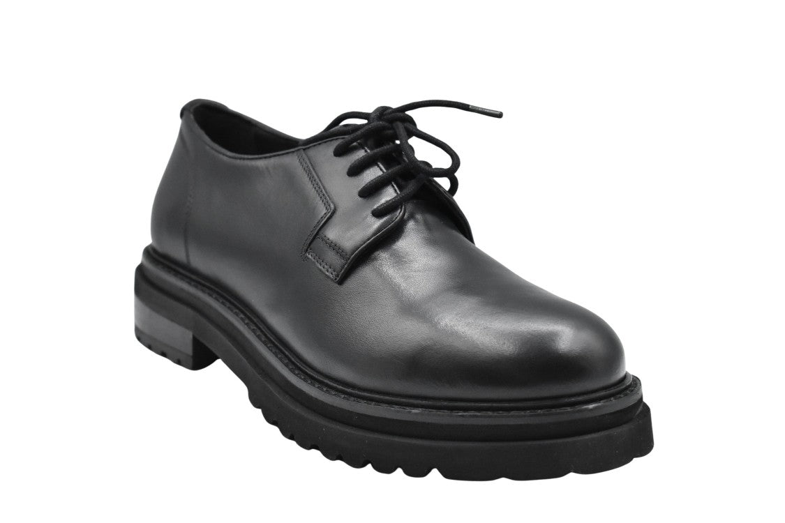 Janet & Janet Black Smooth Leather Lace-Up Shoes With Sole