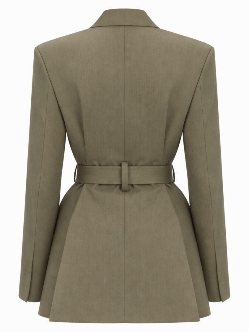 Victoria Beckham Fitted Wool-Blend Belted Blazer