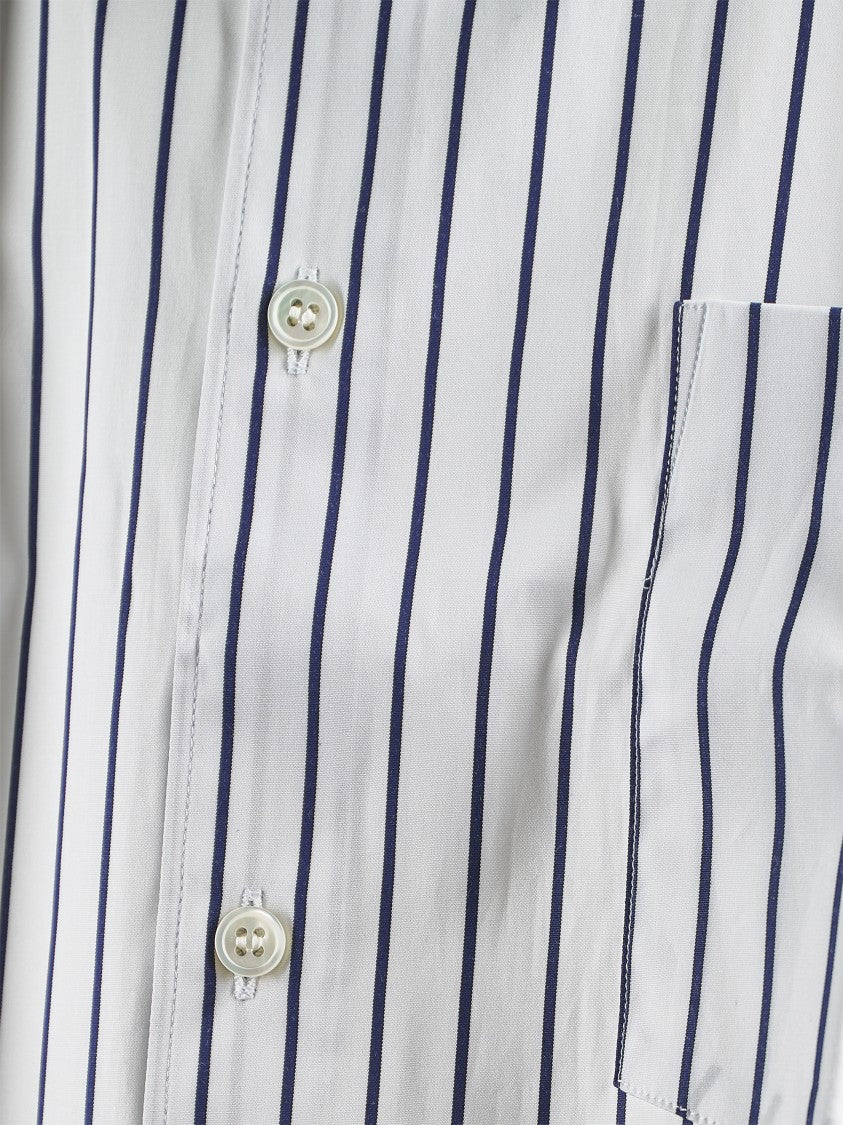 Comme Des Garçons Navy Striped Button-Down Shirt