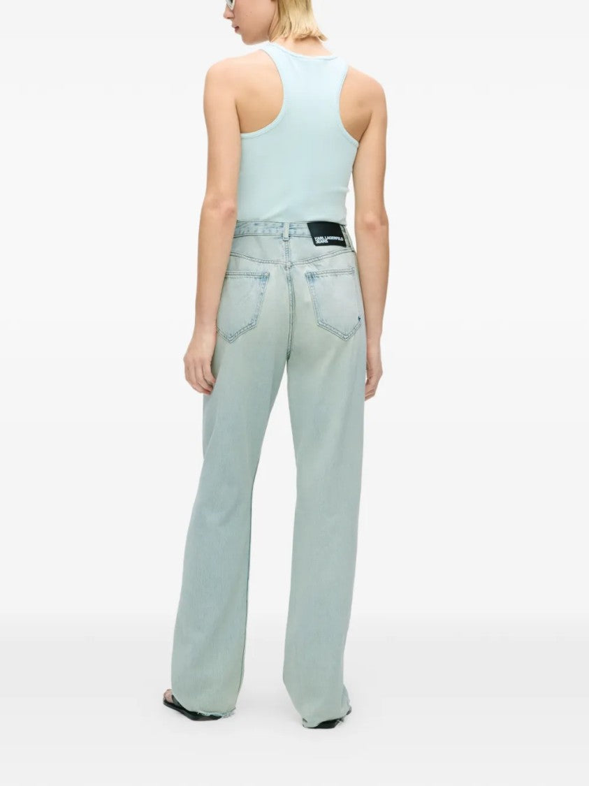 Karl Lagerfeld Light Blue Wide-Leg Jeans With Classic Five-Pocket Design