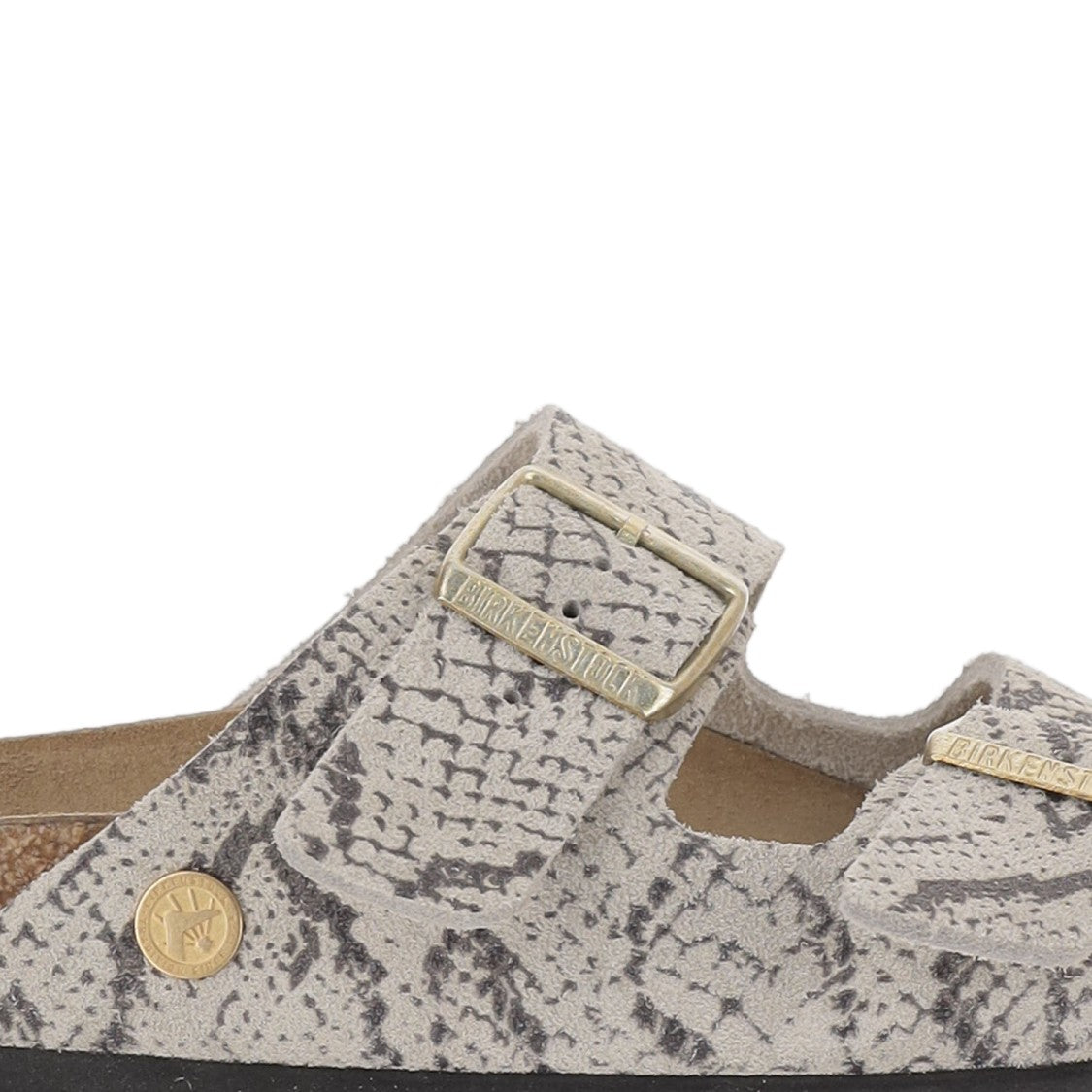 Birkenstock Suede Slip-On Sandals With Buckle Straps And Animal Print