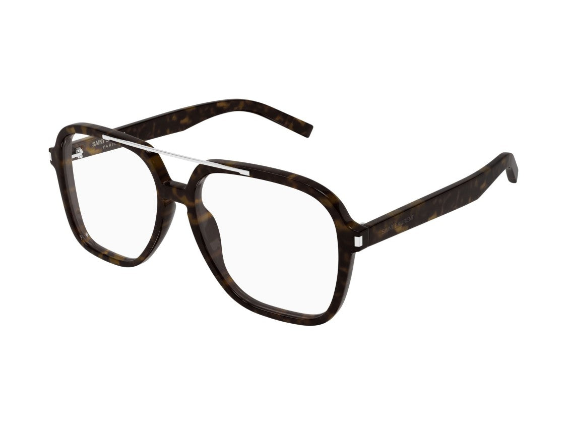 Saint Laurent Sl 545 Opt Metallic Tortoiseshell Oversized Square Eyeglasses
