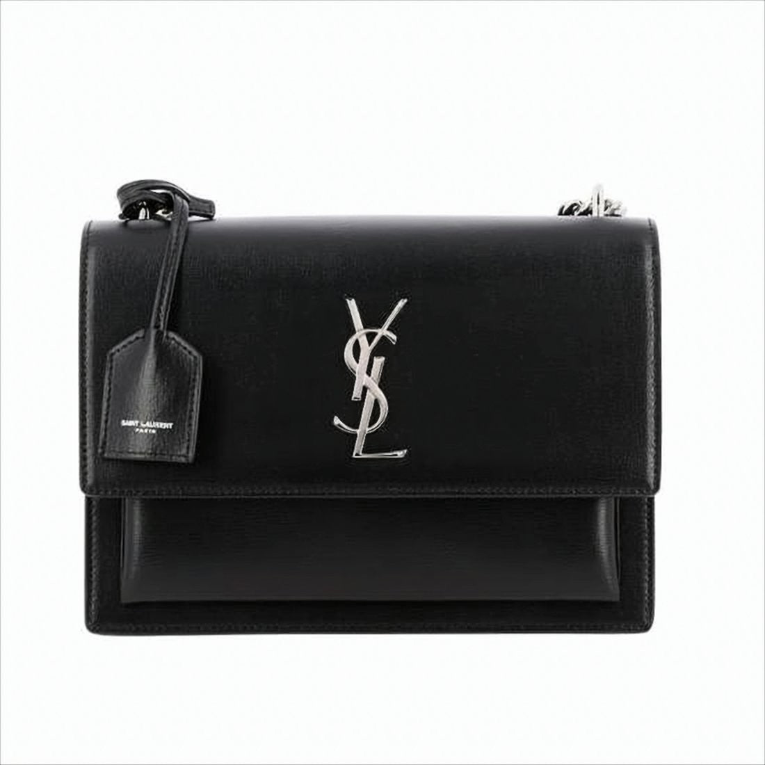 Saint Laurent Rectangular Calf Leather Shoulder Bag With Metallic Logo