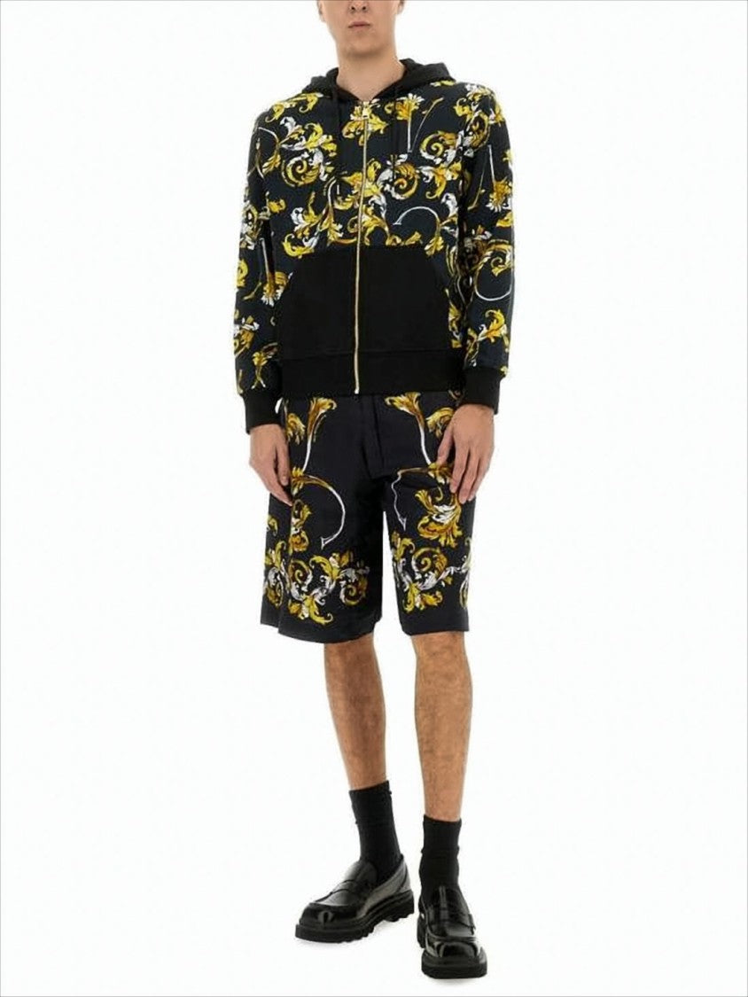 Versace Baroque-Inspired Hoodie In Black With Gold Print