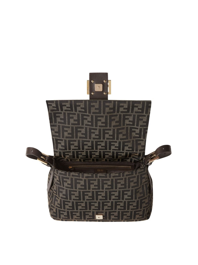 Fendi Ff Zucca Jacquard Flap Bag With Gold-Finish Hardware
