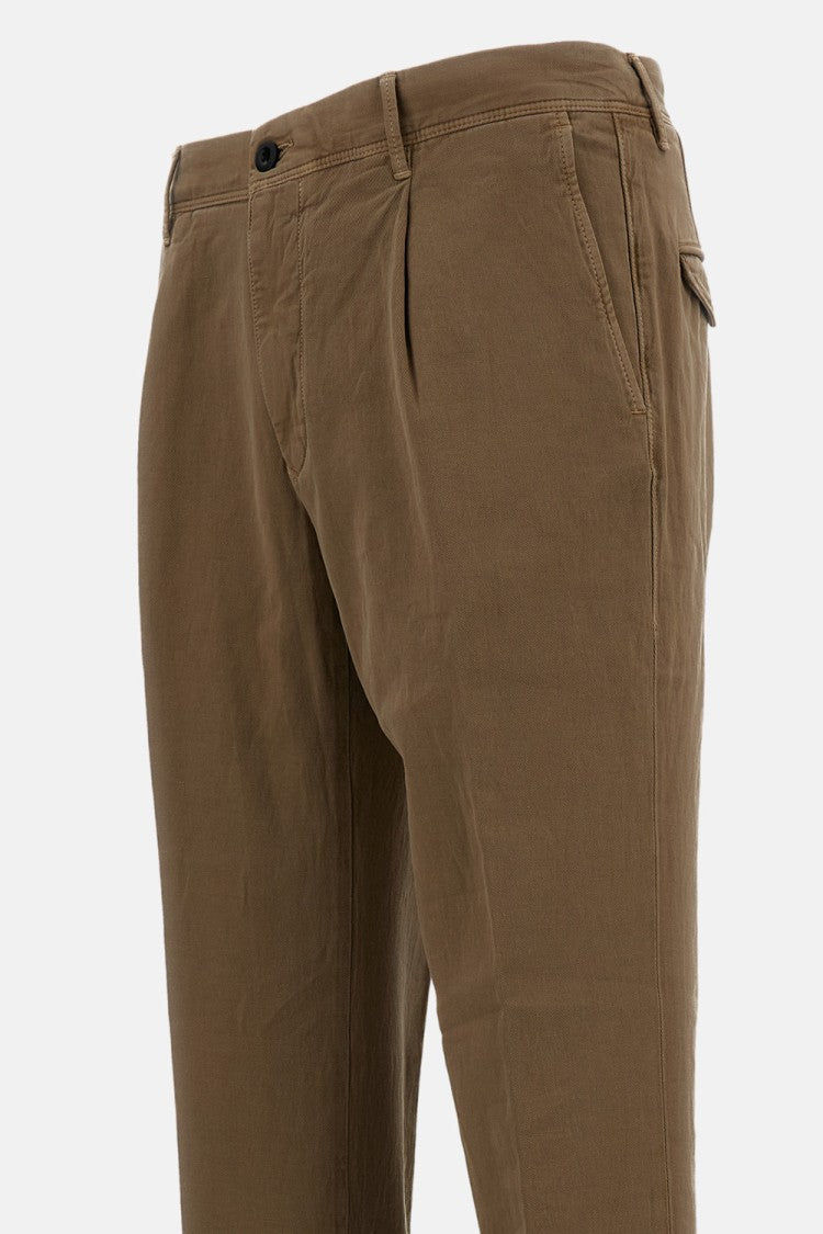 Incotex Tapered Fit Cotton-Linen Blend Trousers