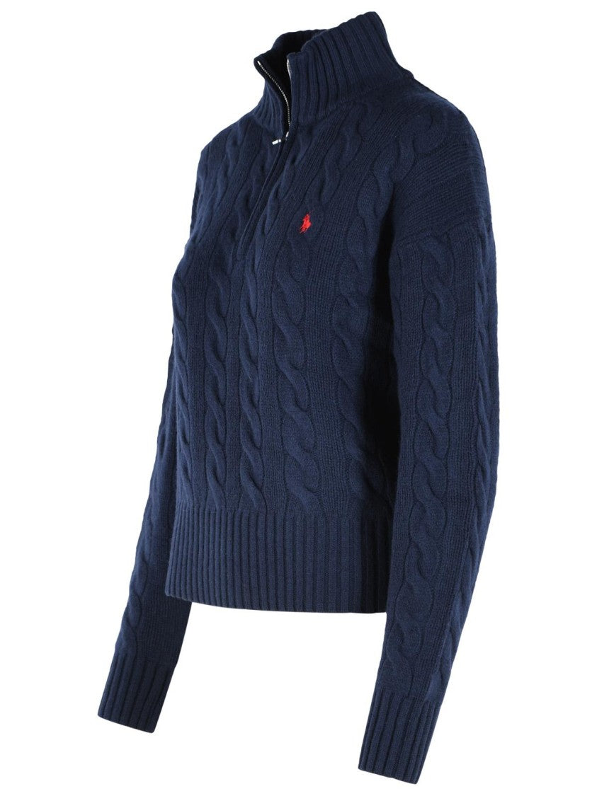 Polo Ralph Lauren Navy Blue Wool And Cashmere Sweater