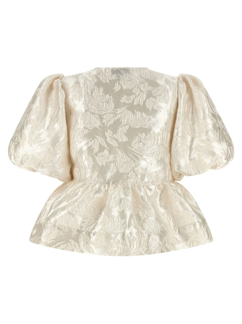 Ganni 'Satin Peplum' Blouse