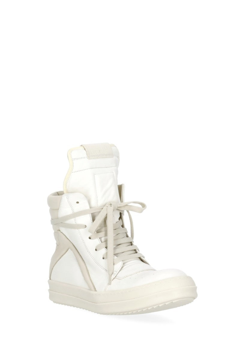 Rick Owens White High Profile Lace-Up Sneakers