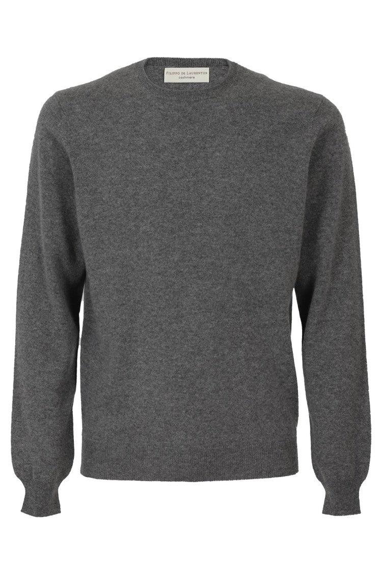 Filippo De Laurentiis Crew Neck Stone Grey Cashmere Sweater
