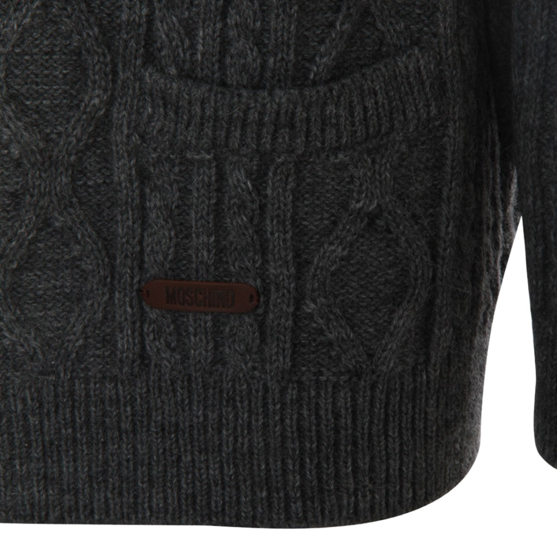 Moschino Two-Tone Cable Knit Cardigan With V-Neckline