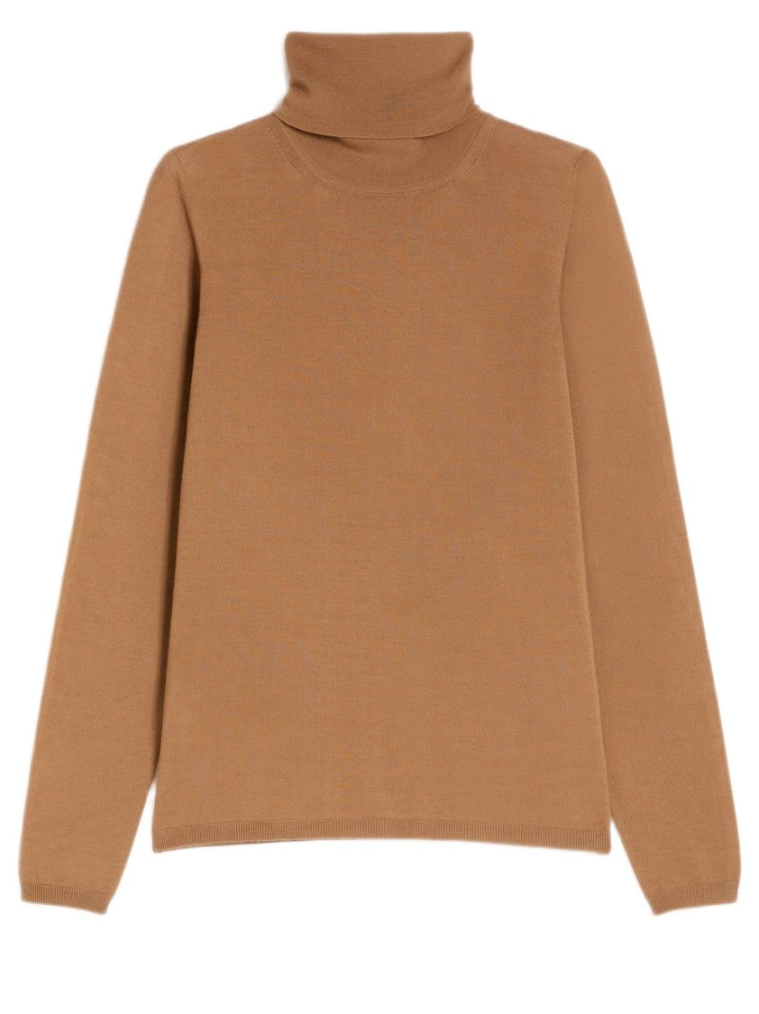 Max Mara Lightweight Brown Turtleneck Sweater With High Collar