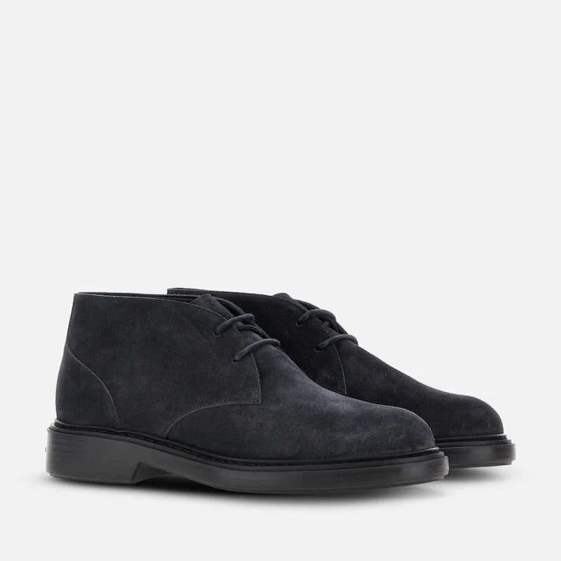 Hogan Minimalist Smooth Suede Ankle Boots