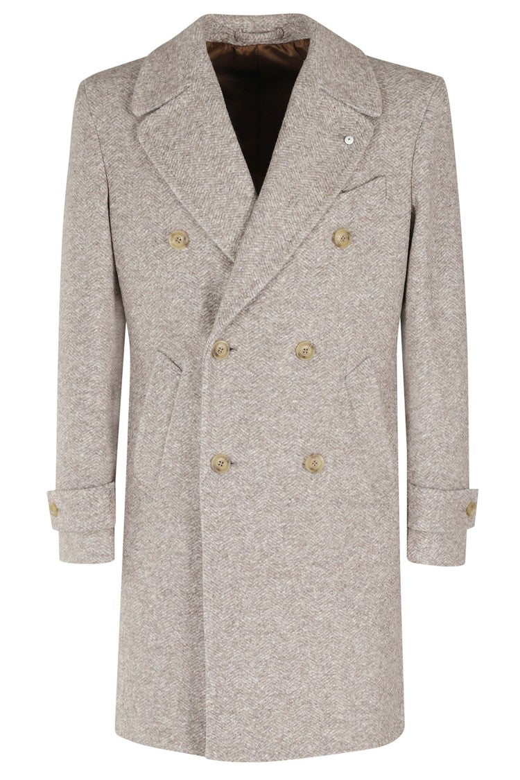L.B.M. Light Grey Double-Breasted Jersey Coat