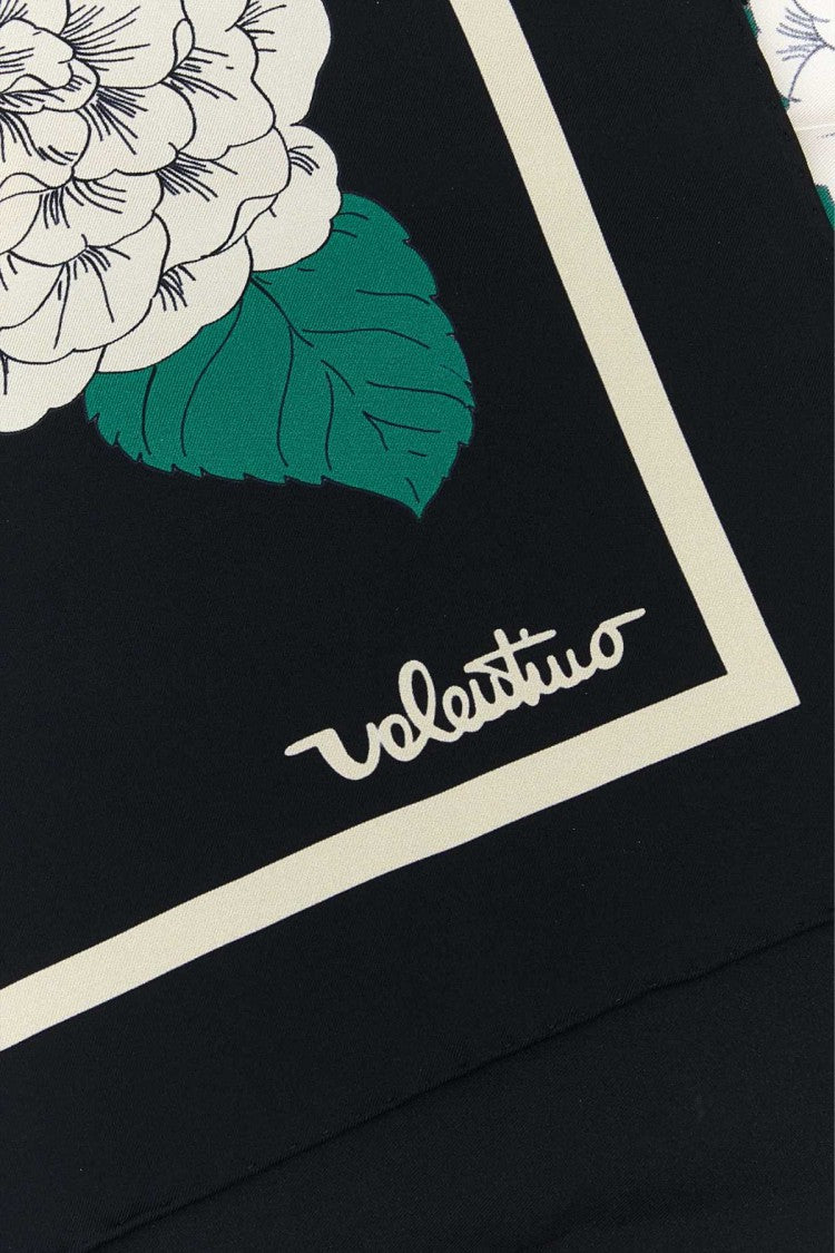 Valentino Garavani Vibrant Floral Print Silk Foulard With Contrast Border