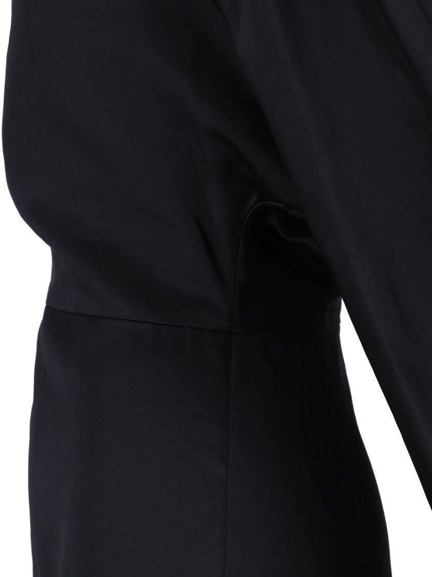 Khaite High-Neck Satin Mini Dress With Fitted Waist