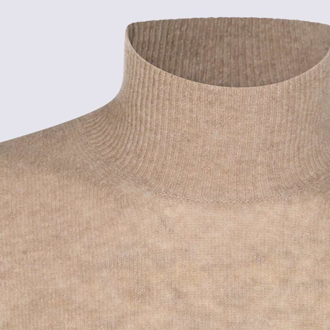 Altea Beige Wool Knitwear With High Ribbed Collar And Regular Fit