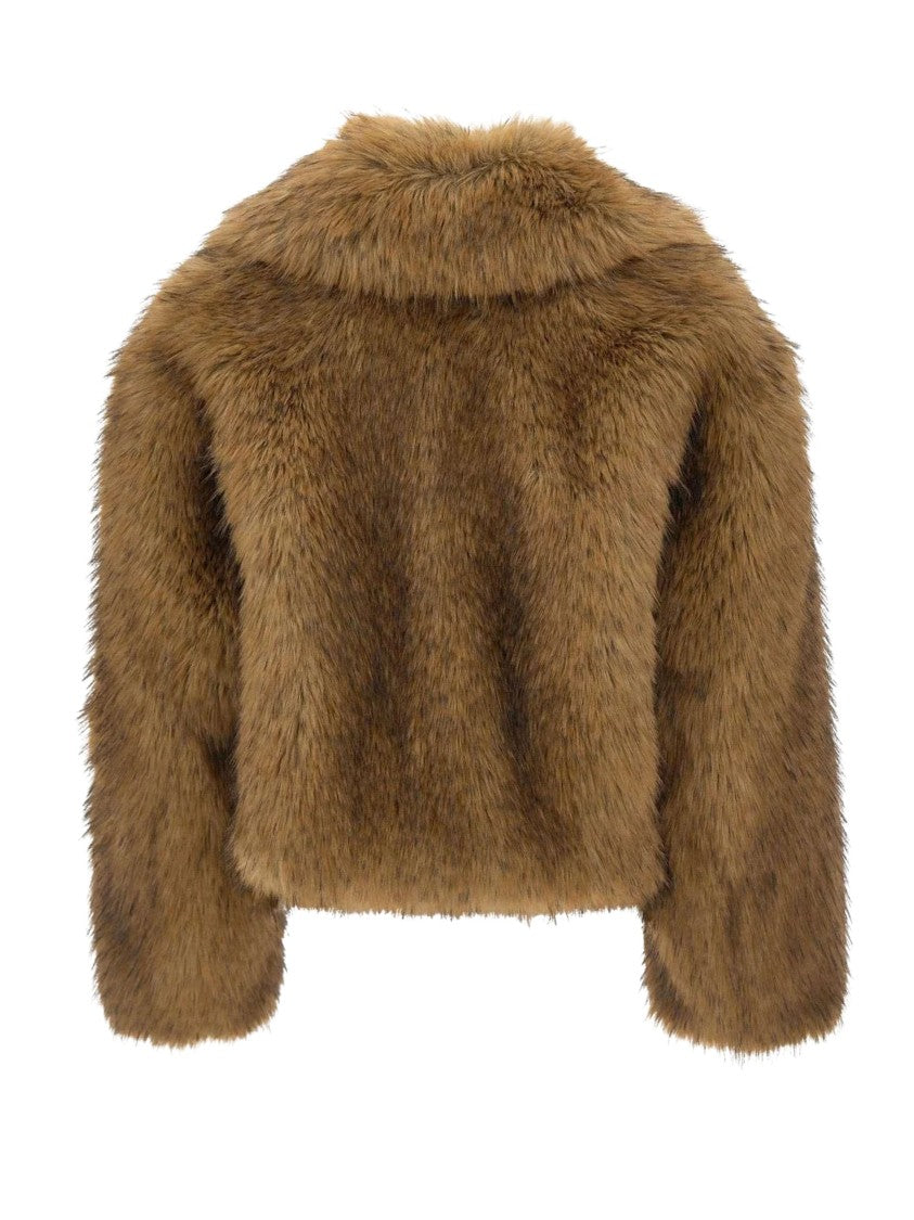 Stand Studio Cropped Brown Faux Fur Samara Jacket