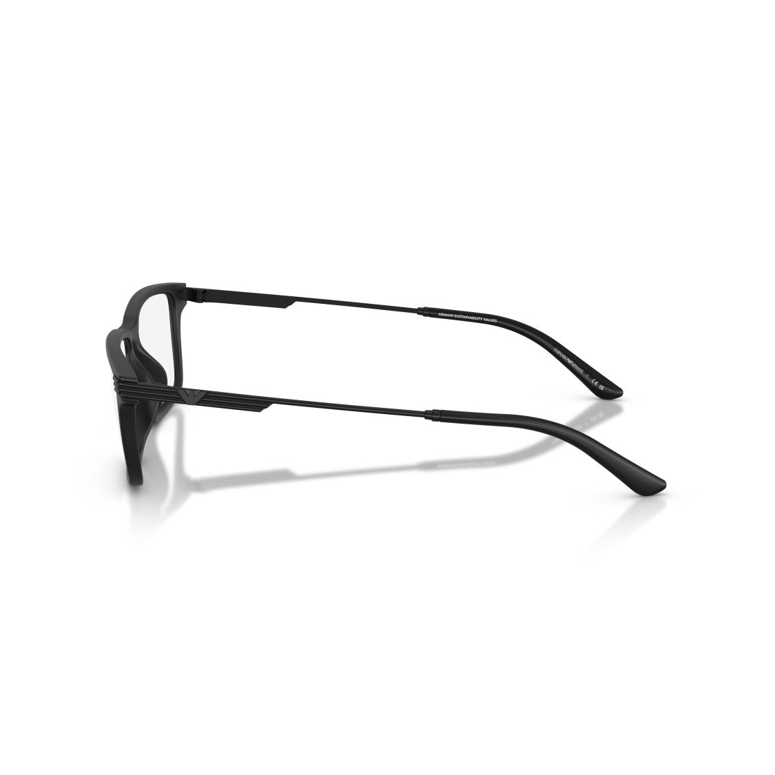 Emporio Armani 0Ea3268u Rectangular Matte Black Eyeglasses With Ridged Temples