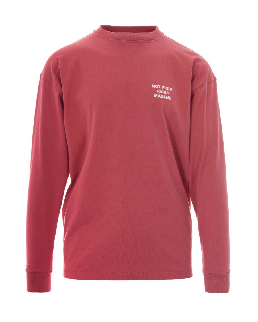 Drôle De Monsieur Long-Sleeve Blush Pink T-Shirt With Bold Slogan Print