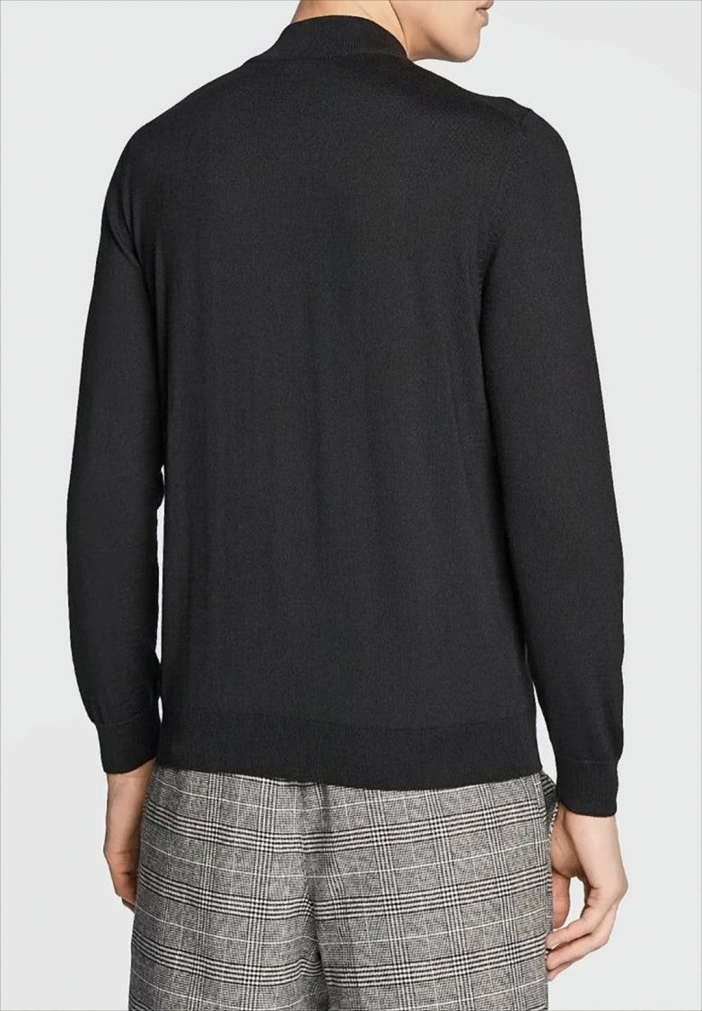 Boss Mandarin Collar Cardigan With Full Front Zipper