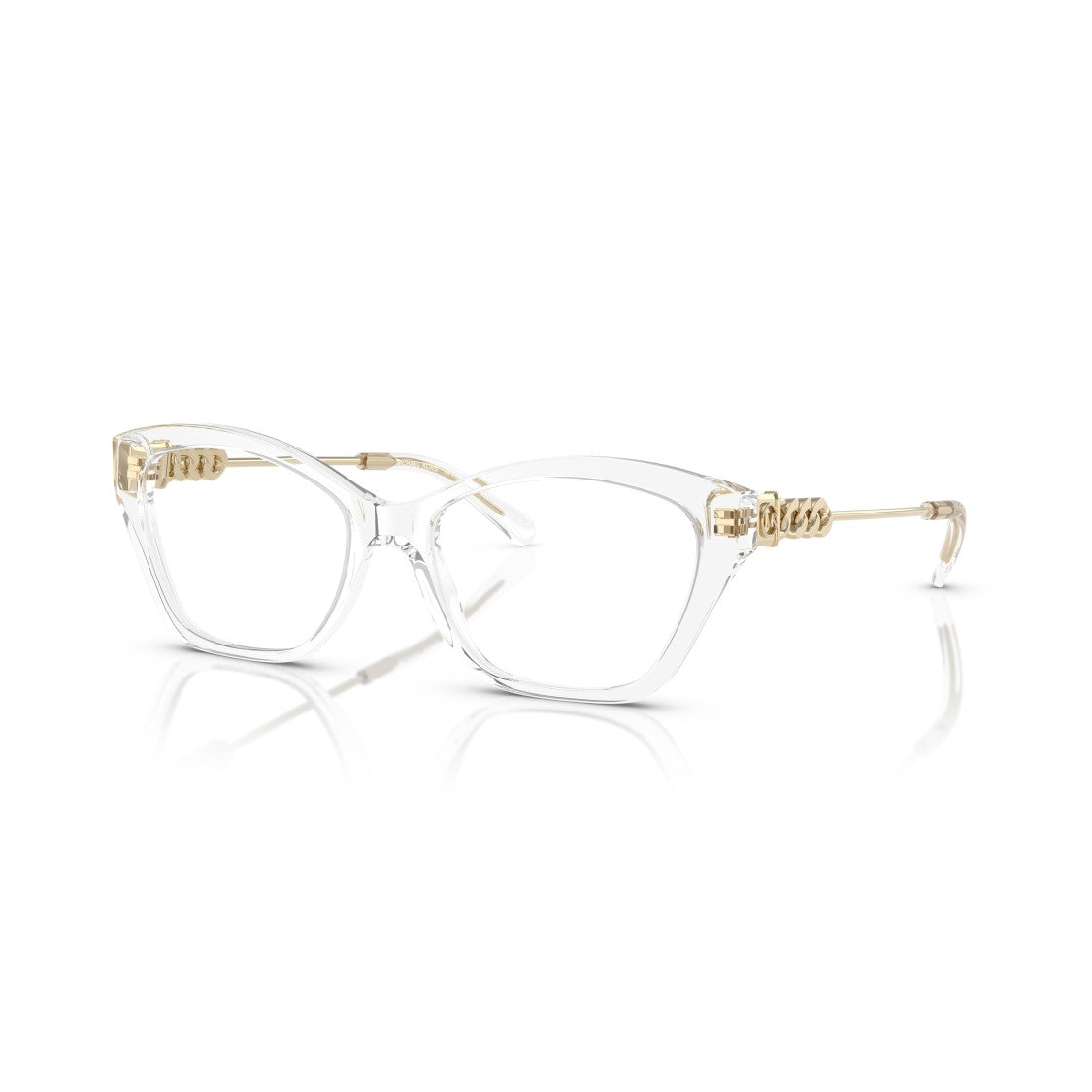 Michael Kors 0Mk4136 Transparent Cat-Eye Eyeglasses With Gold-Link Temples