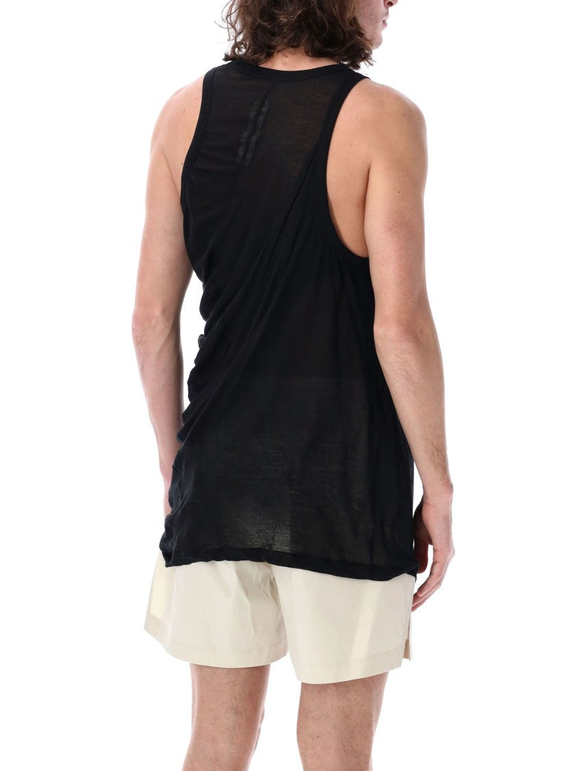 Rick Owens Relaxed-Fit Black Tank Top With Unique Draping
