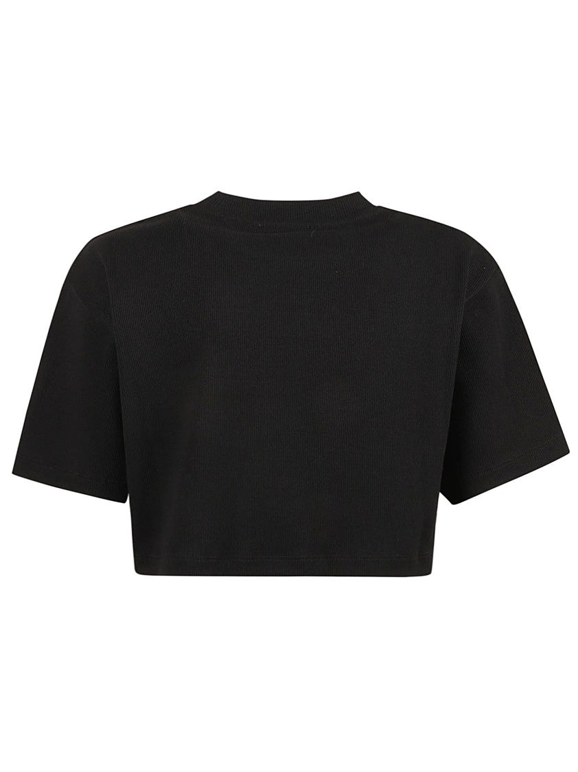 Off-White Cropped Ribbed T-Shirt