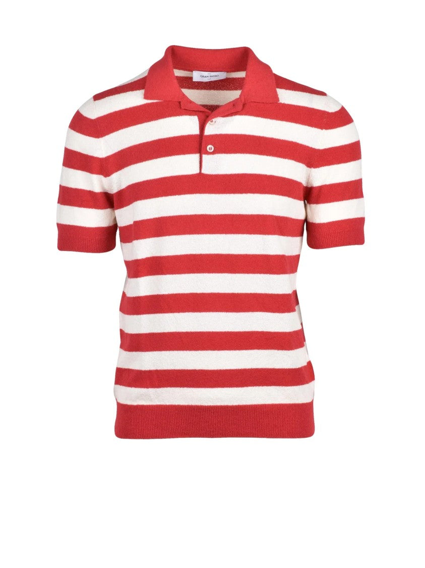 Gran Sasso White Red Cotton Polyamide Men Polo