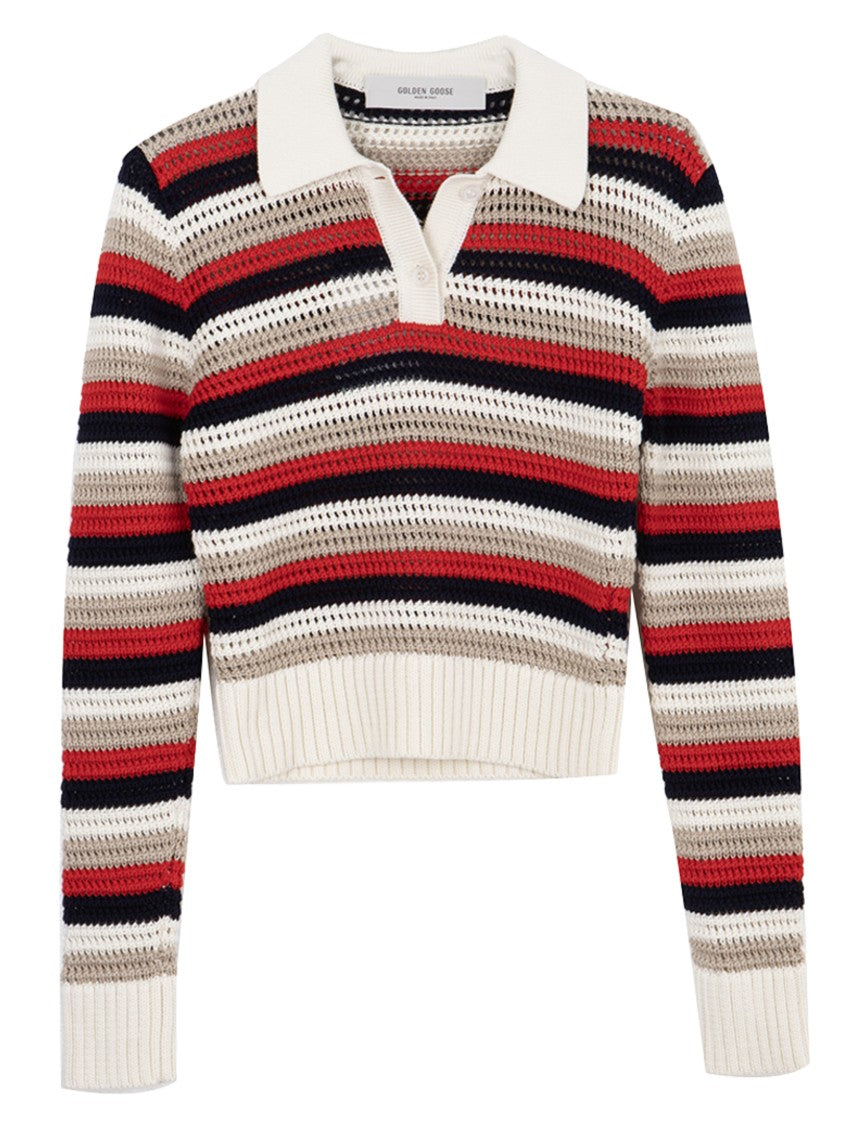 Golden Goose Multicolor Cotton Knit Polo Shirt