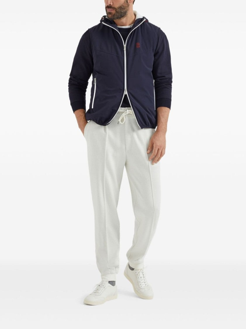 Brunello Cucinelli Black Zip-Up Hooded Logo Vest