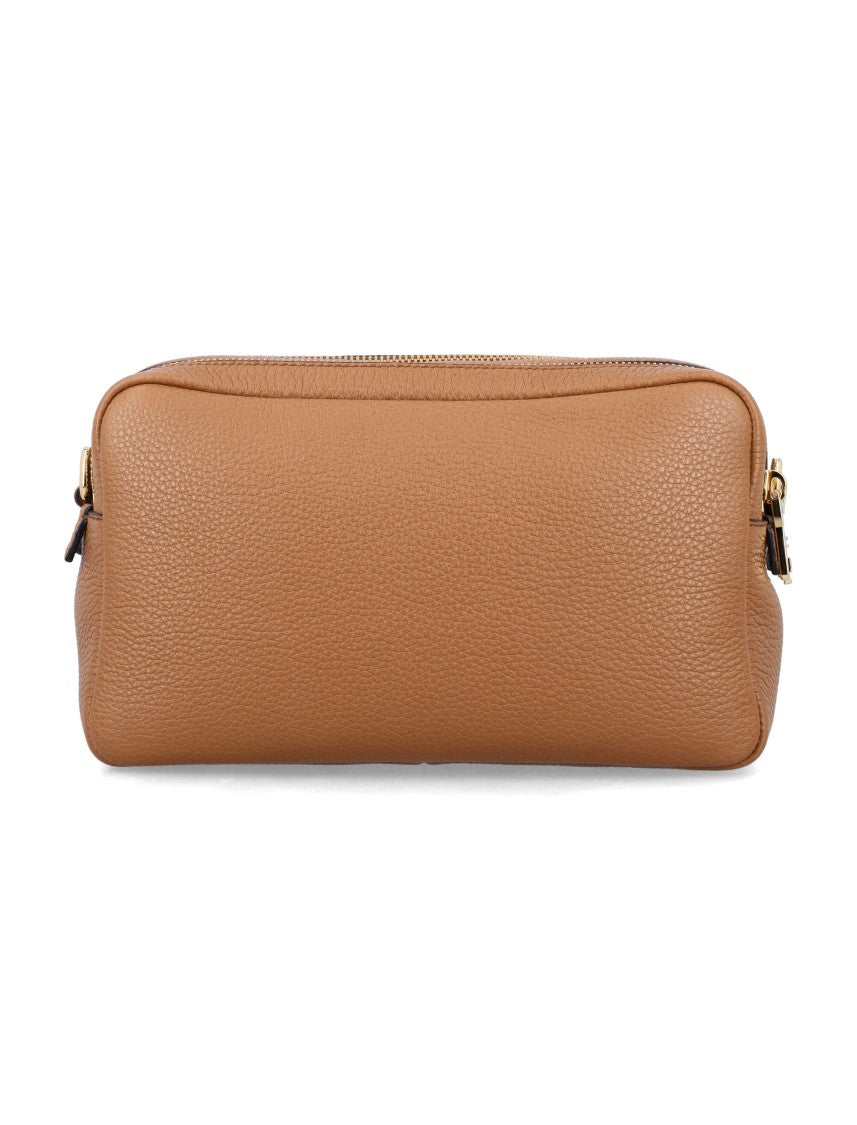 Prada Pebbled Calf Leather Crossbody Bag With Dual Zipper Compartments