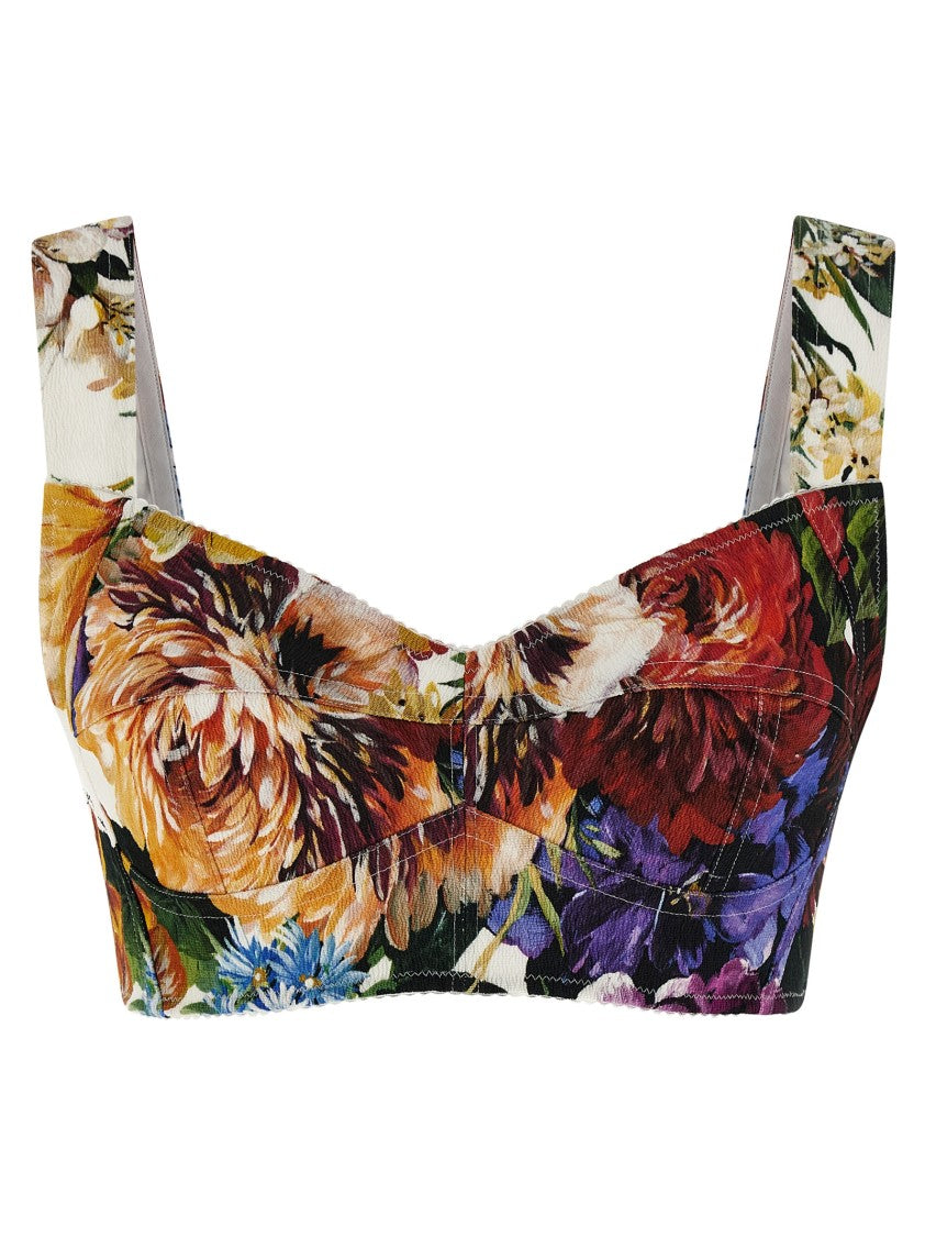 Dolce & Gabbana Floral Bustier Top With Sweetheart Neckline