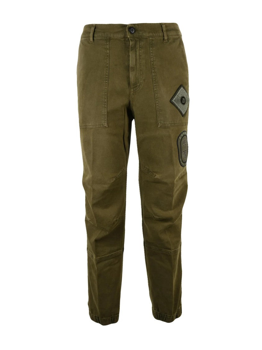 Dondup Military Green Gil Elastic Cuffs Stretch Cotton Trousers