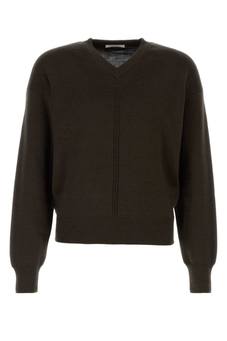 Lemaire Dark Brown Wool And Acrylic Sweater