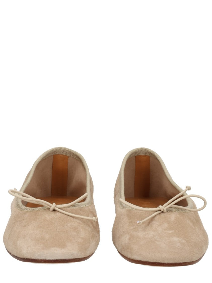 Aeydē Light Beige Dolphin Suede Flats