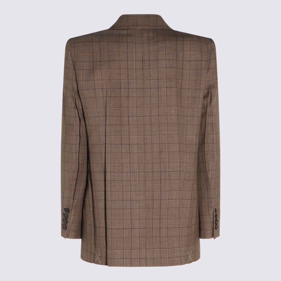 Chloé Double-Breasted Brown Plaid Jacket With Notched Lapels