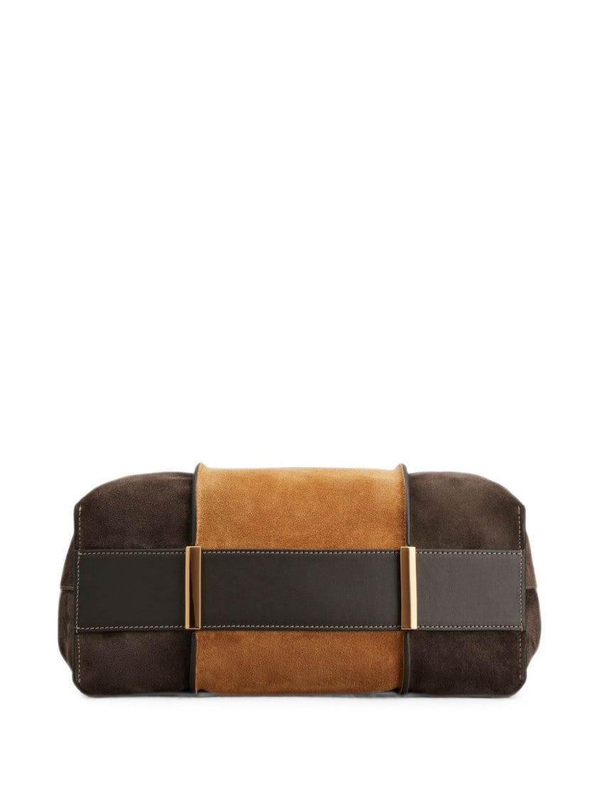 Tod's Two-Tone Suede Tote Bag With Gold-Tone Buckle