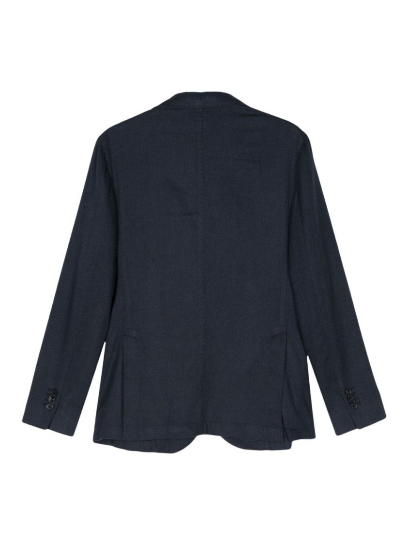 Luigi Bianchi Navy Blue Herringbone Jacket
