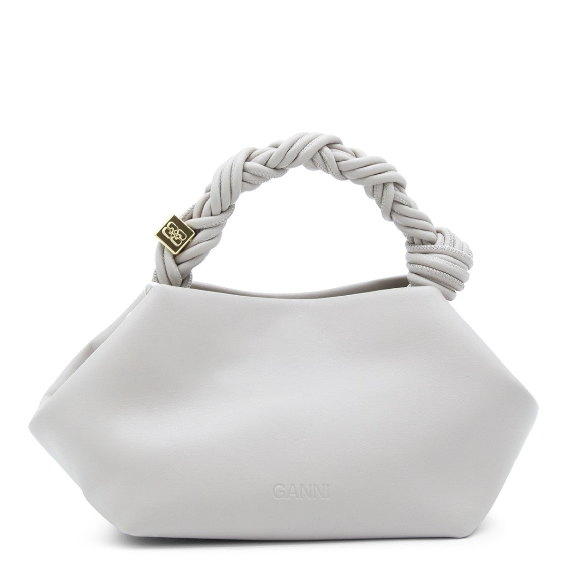 Ganni Geometric Oyster Grey Bou Small Top Handle Bag