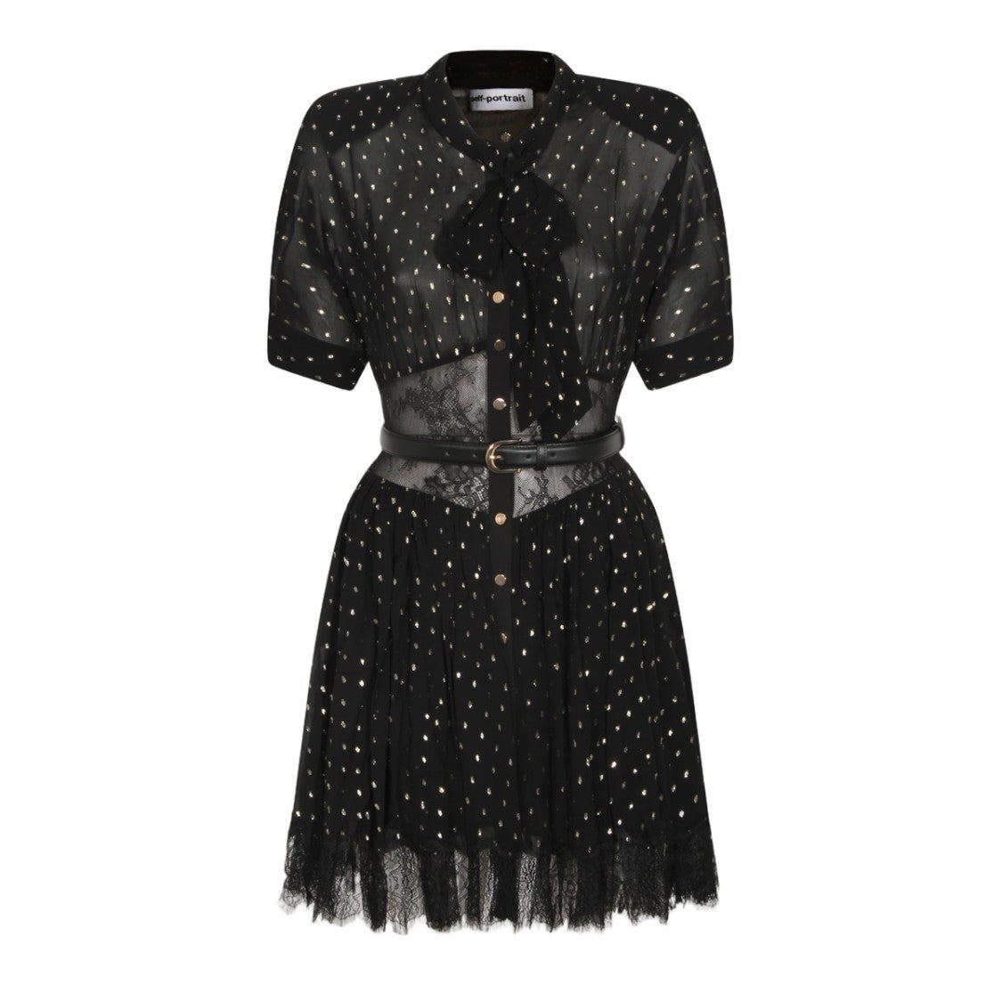 Self-Portrait Mini Dress With Sheer Black Fabric