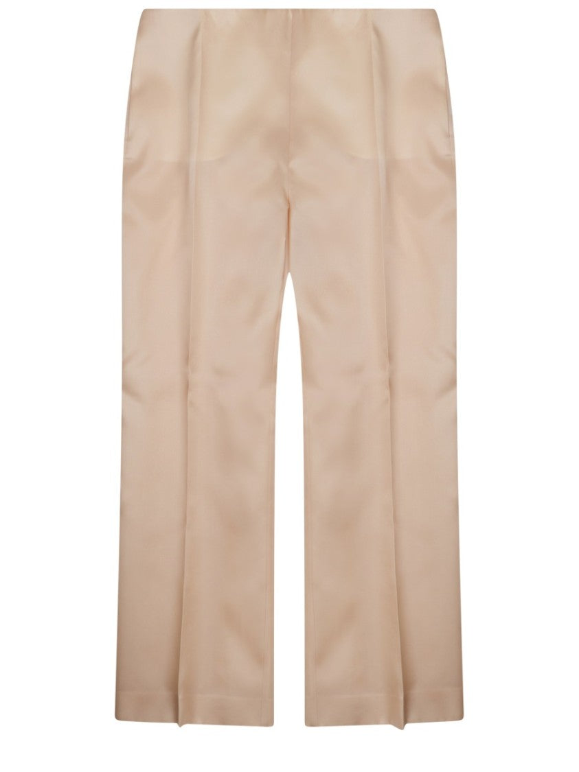 Alberta Ferretti Silk Straight Leg Creases Trousers