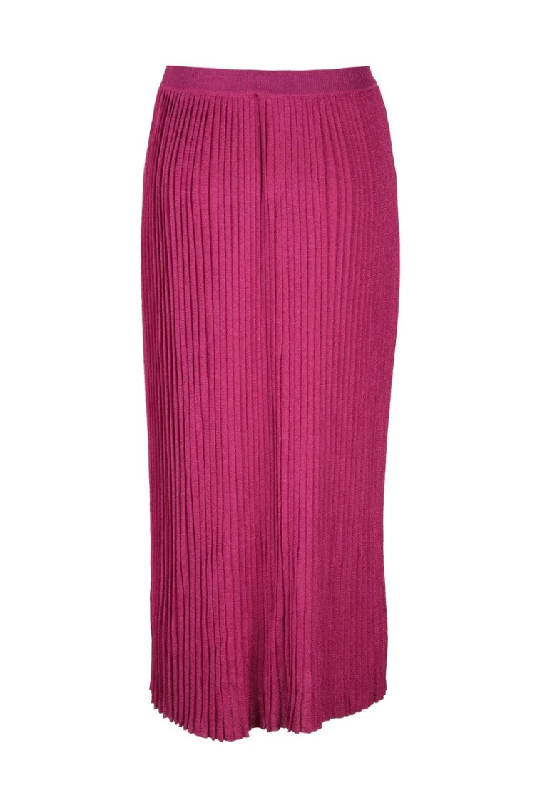 Elisabetta Franchi Long Pleated Lamé Skirt - Fuchsia