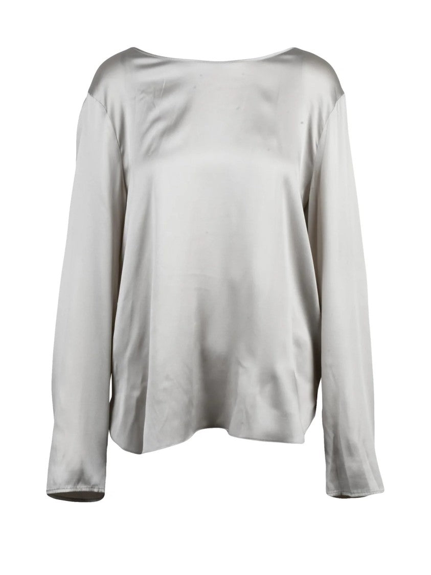 Max Mara Pearl Grey Silk-Blend Moldava Blouse
