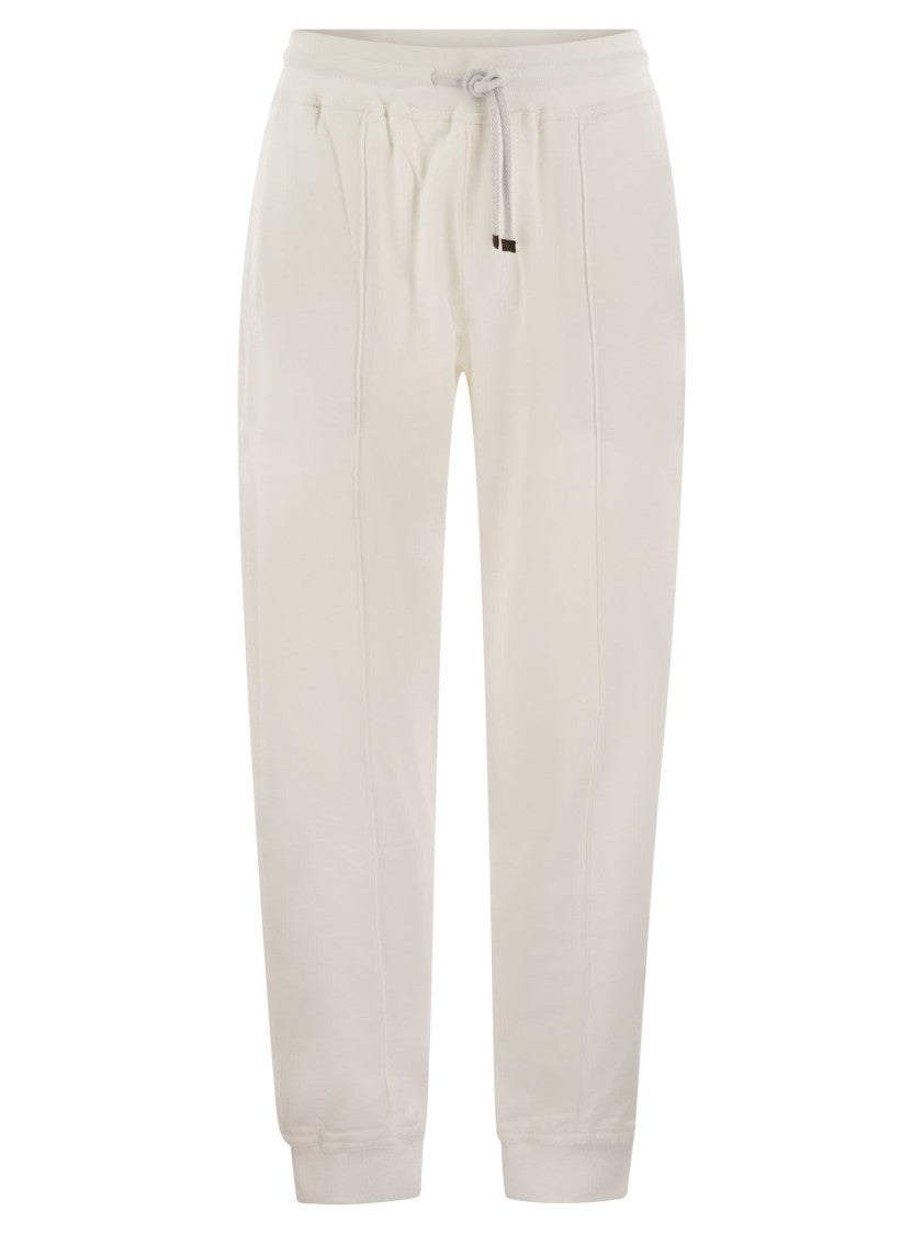 Brunello Cucinelli Cotton Fleece Trousers With Crête