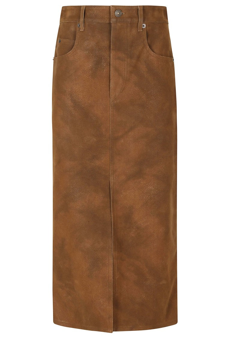 Isabel Marant Étoile Brown Bisane Gc Vintage-Inspired Faux Suede Midi Skirt