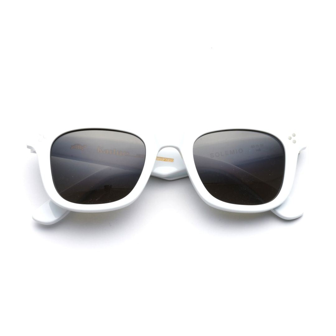 Kador Solemio Bold Rectangular Frame Sunglasses With Glossy White Finish