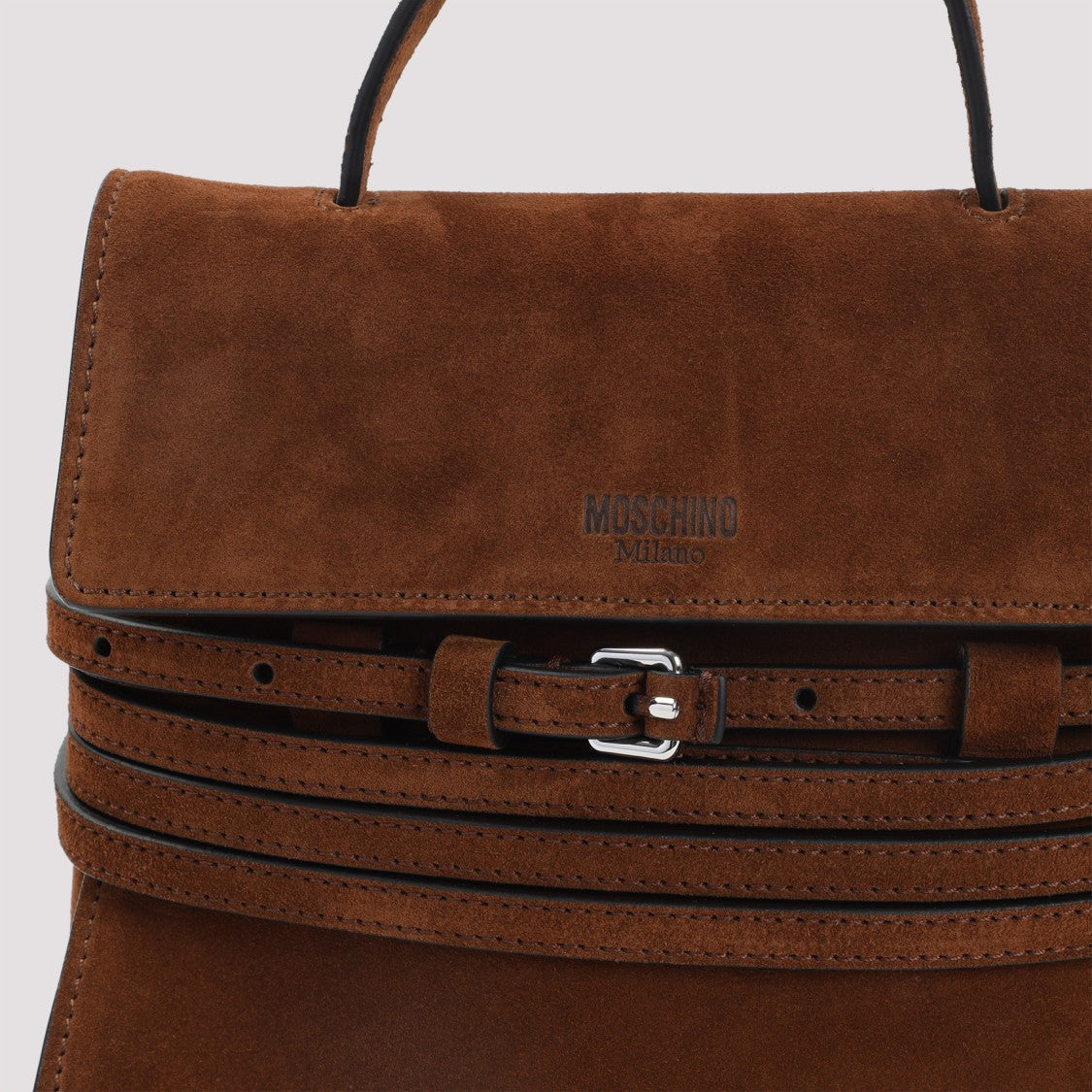 Moschino Brown Suede Leather Handbag