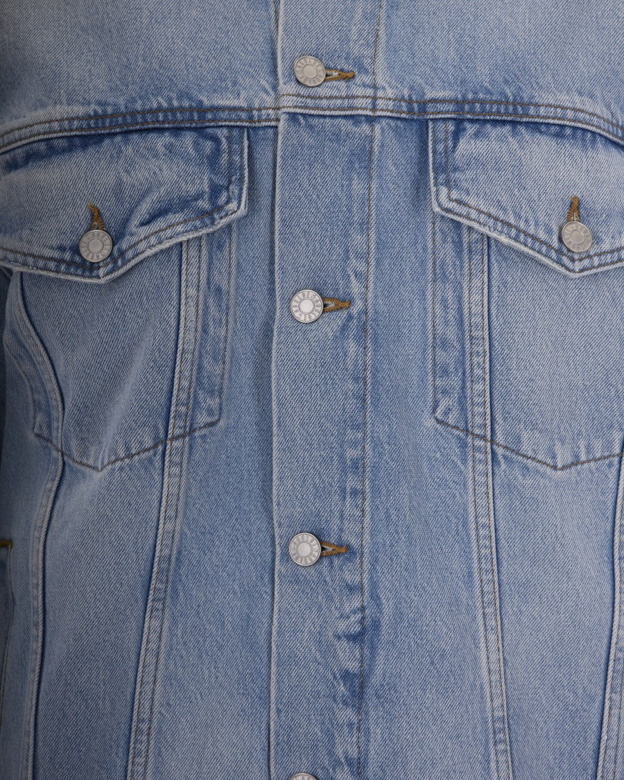 Agolde Oversized Indigo Wash Denim Jacket With Classic Pocket Design